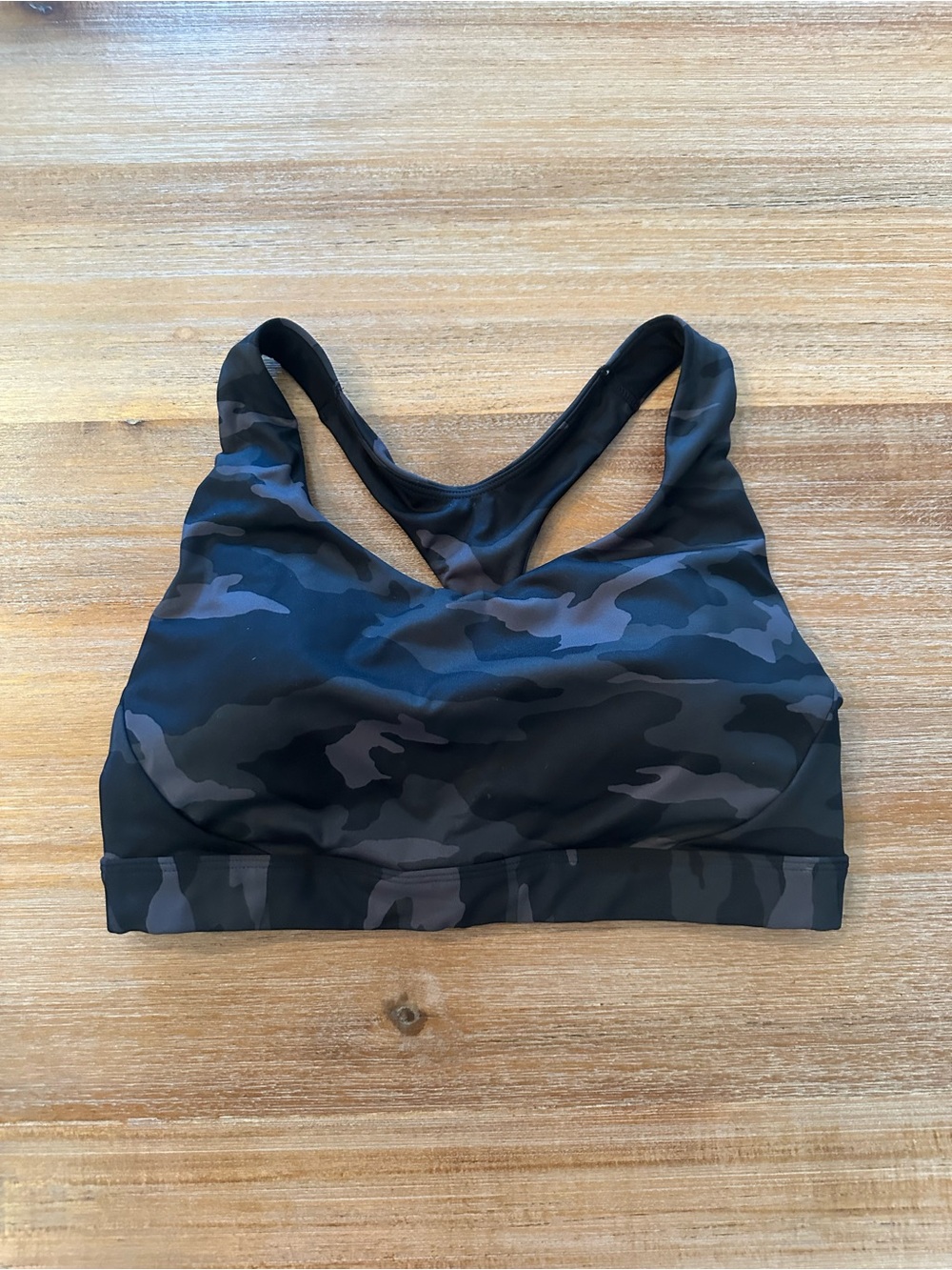 Athleta Black and Gray Camo Racerback Sports Bra Medium